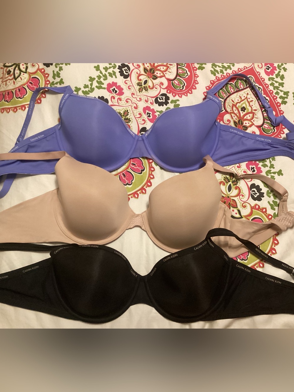 Calvin Klein Smooth T-Shirt Bra Pack — Lavender, Nude & Black